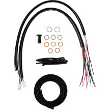 Kit completo Midnight de cables trenzados para manillar y freno — risers 12"–14", negro