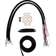 Kit completo negro de cables y líneas de freno trenzadas de vinilo para manillar — Compatible con manillares de 15"–17", estánda