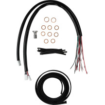 Kit completo de cables y líneas de freno trenzadas de vinilo en negro para manillar — Negro, apto para alturas de manillar 18" -