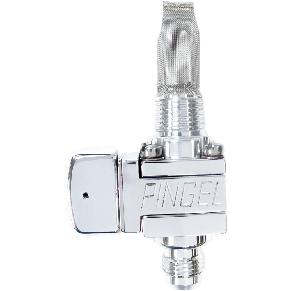 The Guzzler® Fuel Valve — 3/8" NPT outlet, -6 AN male connector, Aluminum, Polished