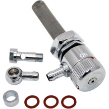 Fuel Valve Petcock — 22 mm outlet, 7.9 mm (5/16") hose barb, Chrome