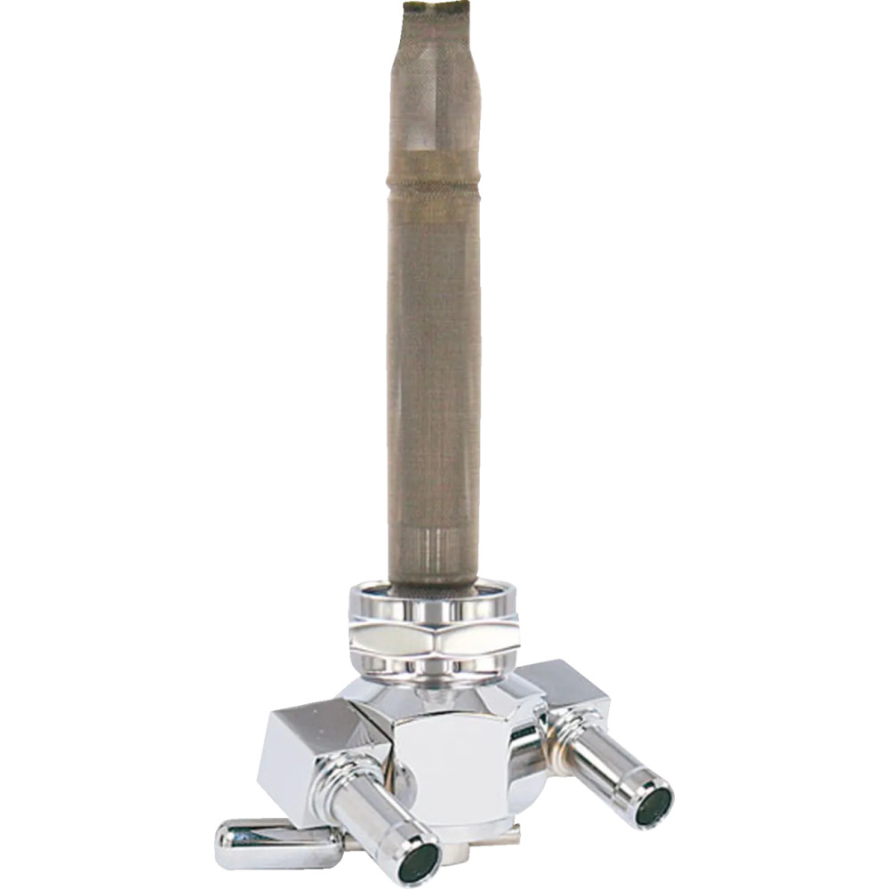 Power-Flo™ Dual Outlet Reserve Fuel Valve — 22 mm outlet, 5/16" hose barb, Silver