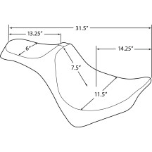 Predator III Seat — 31.5 in overall, 13.25 in driver width, Black, Fits Drag and most Harley-Davidson sissy bars