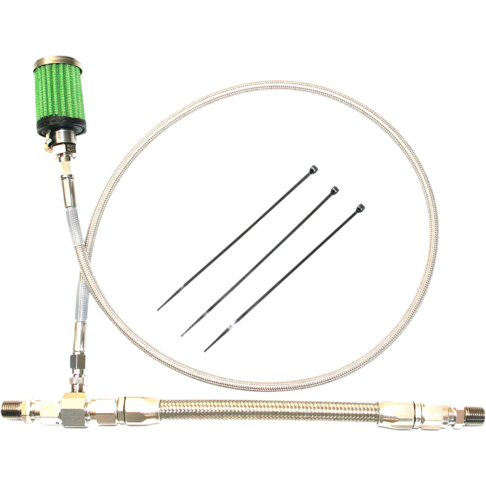 Oil Tank Breather Kit — Black, stainless steel