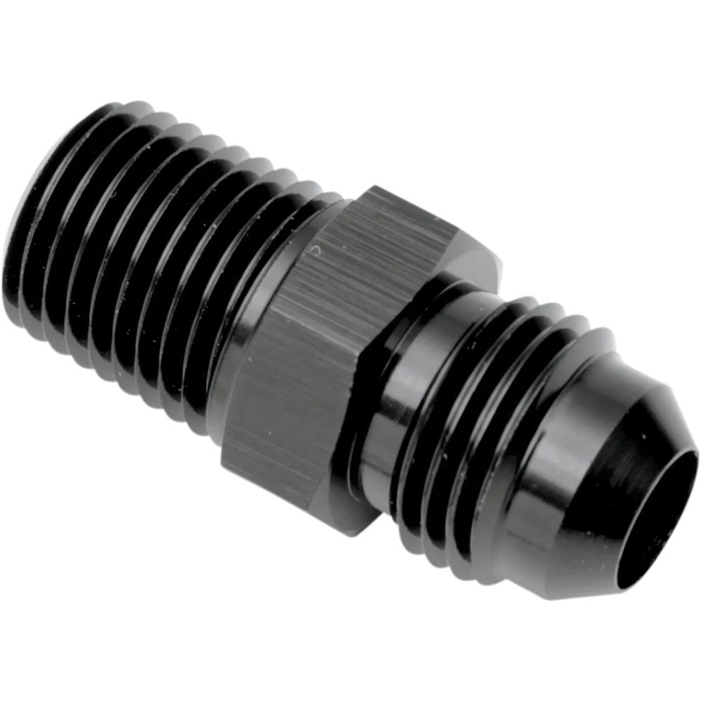 Oil Line Fitting — 1/8" NPT male, -6 AN male, Black