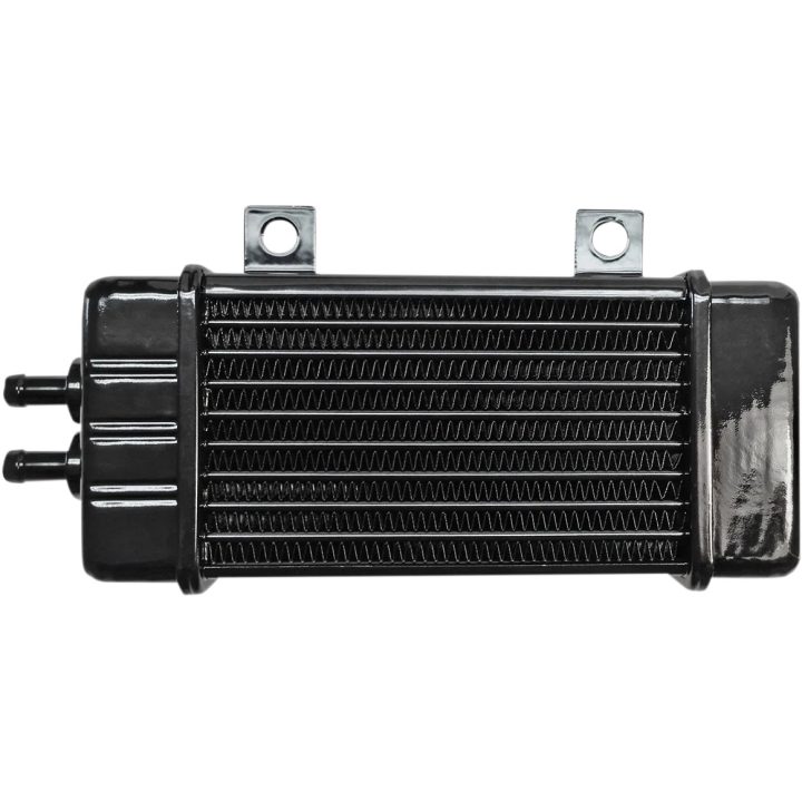 Universal Oil Cooler — 10-row, top-mount tabs, Black