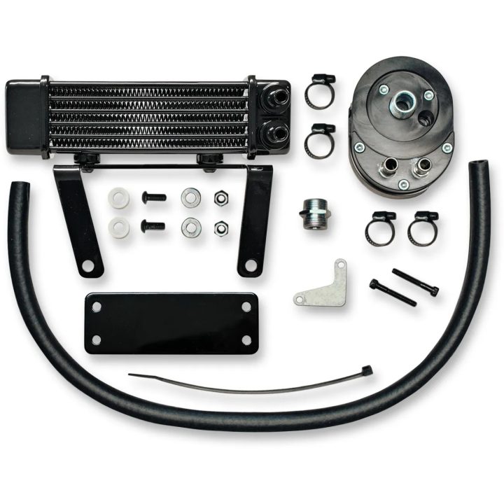 Oil Cooler Kit — 6-row, low-mount horizontal, Black