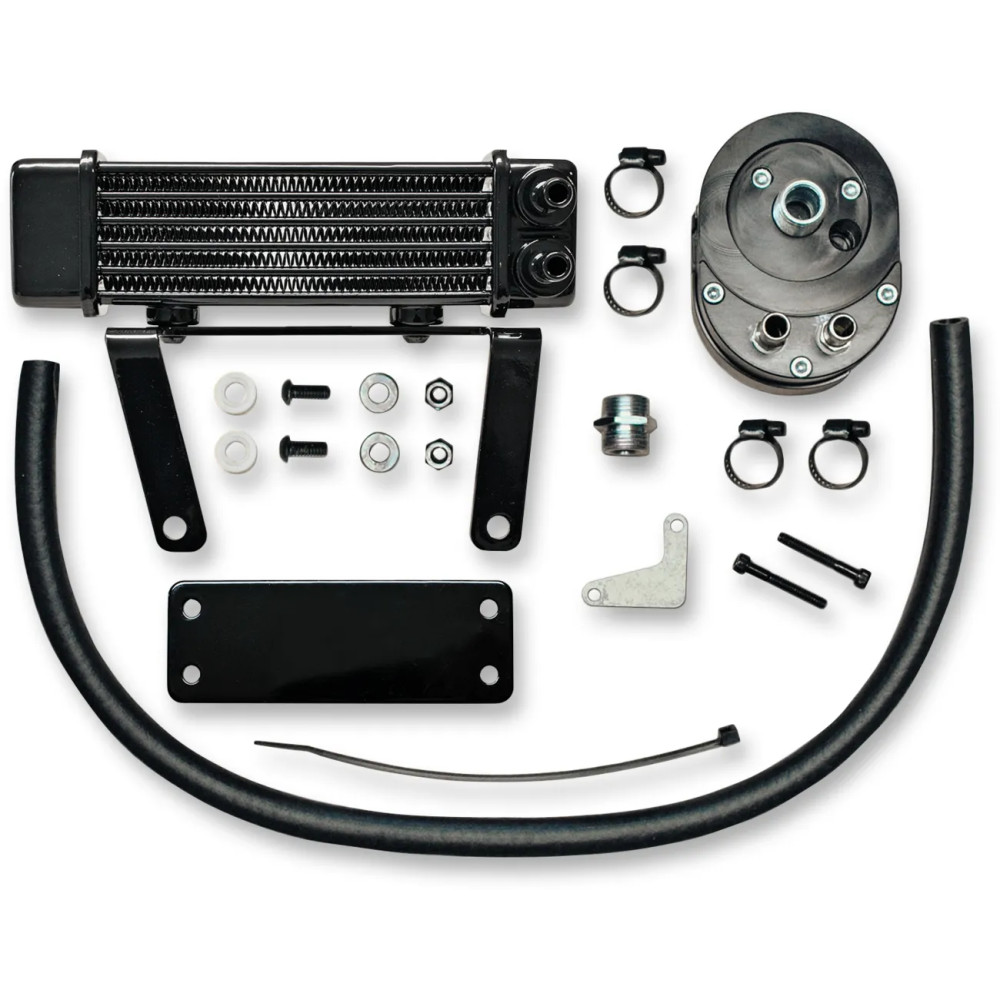 Oil Cooler Kit — 6-row, low mount, Black