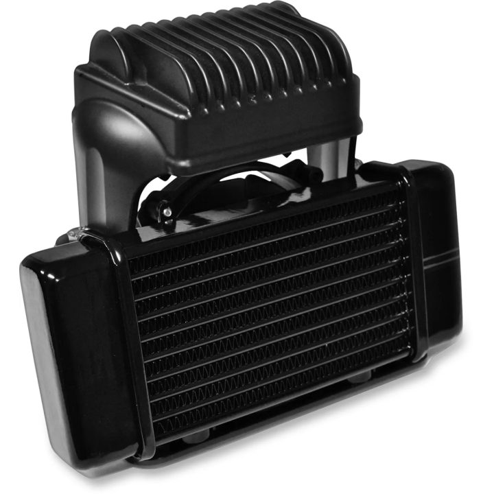 Low-Mount Fan-Assisted Oil Cooler Kit — 10-row, Black
