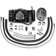 Kit de enfriador de aceite asistido por ventilador de montaje bajo — 10 filas, negro