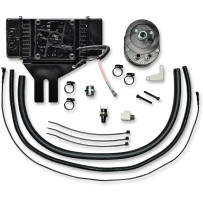 Low-Mount Fan-Assisted Oil Cooler Kit — 10-row, horizontal, Black