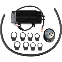 Vertical Frame-Mount Fan Assisted Oil Cooler Kit — 10-row, Black, Silver, Orange