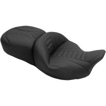 One-Piece Deluxe 2-Up Touring Seat — Black, Driver 44.5 cm × 48.5 cm (17-1/2" × 19"), Overall 78.5 cm (31")
