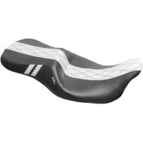 Outcast GT Seat — 2-Up, Driver 44 cm x 35.5 cm, Rear 34.5 cm x 16.5 cm, Black, White