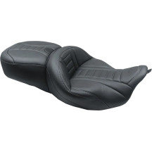 One-Piece Deluxe Touring Seat with Removable Backrest Option — 48.5 cm (19") driver, 35.5 cm (14") rear, Black/Gray