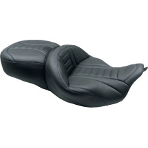 One-Piece Deluxe Touring Seat with Removable Backrest Option — 19" driver width, 14" rear width, Black, Blue