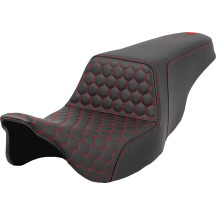 Honeycomb Step-Up Seat — 30" overall, 15" driver length, Black/Red