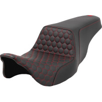 Honeycomb Step-Up Seat — 30" overall, 15" driver length, Black/Red