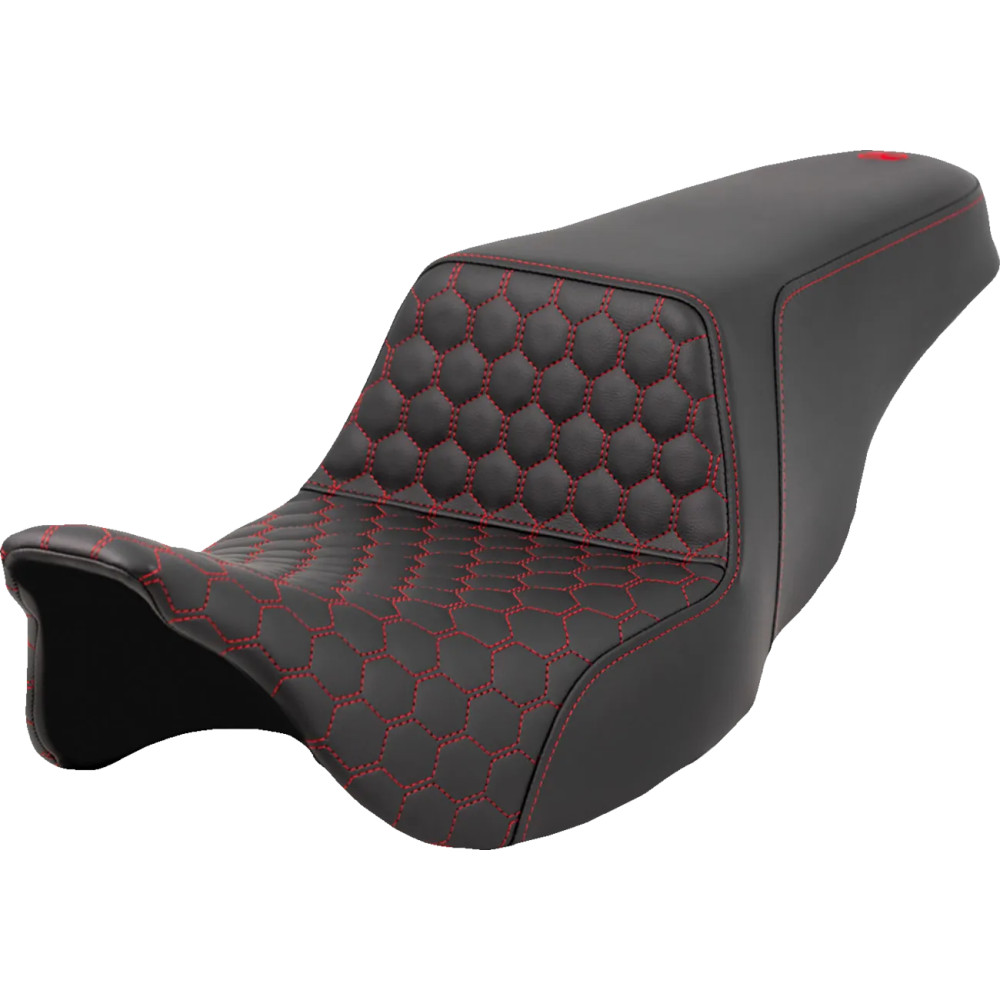 Honeycomb Step-Up Seat — 30" overall, 15" driver length, Black/Red