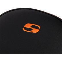 Lattice Stitch Step-Up Seat — 76 cm (30") overall, 38 cm (15") driver, 30.5 cm (12") driver width, Black/Orange