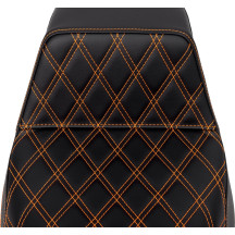 Lattice Stitch Step-Up Seat — 76 cm (30") overall, 38 cm (15") driver, 30.5 cm (12") driver width, Black/Orange