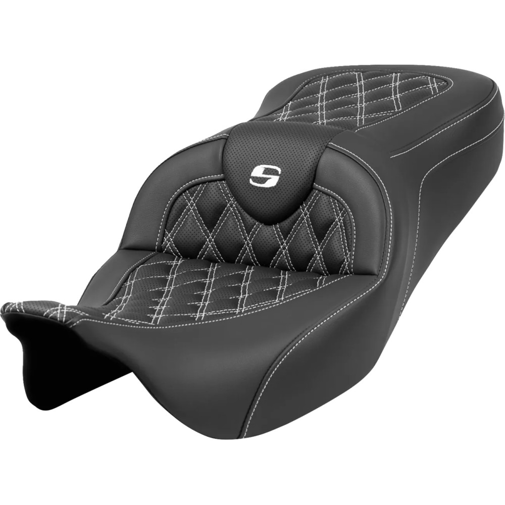 Roadsofa™ Lattice Stitch Seat — 2-Up, Overall length 78.5 cm, Driver 39.5×39.5 cm, Black