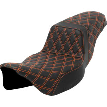 Lattice Stitch Step-Up Seat — 76 cm (30") overall, fits standard tank, Black/Orange