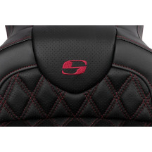 Roadsofa™ Lattice Stitch Seat — 31" overall, 15" driver, 14-1/2" rear, Black, burgundy stitching