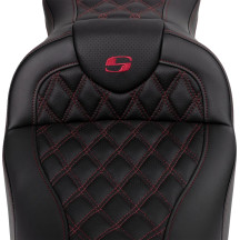 Roadsofa™ Lattice Stitch Seat — 31" overall, 15" driver, 14-1/2" rear, Black, burgundy stitching