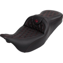 Roadsofa™ Lattice Stitch Seat — 31" overall, 15" driver, 14-1/2" rear, Black, burgundy stitching