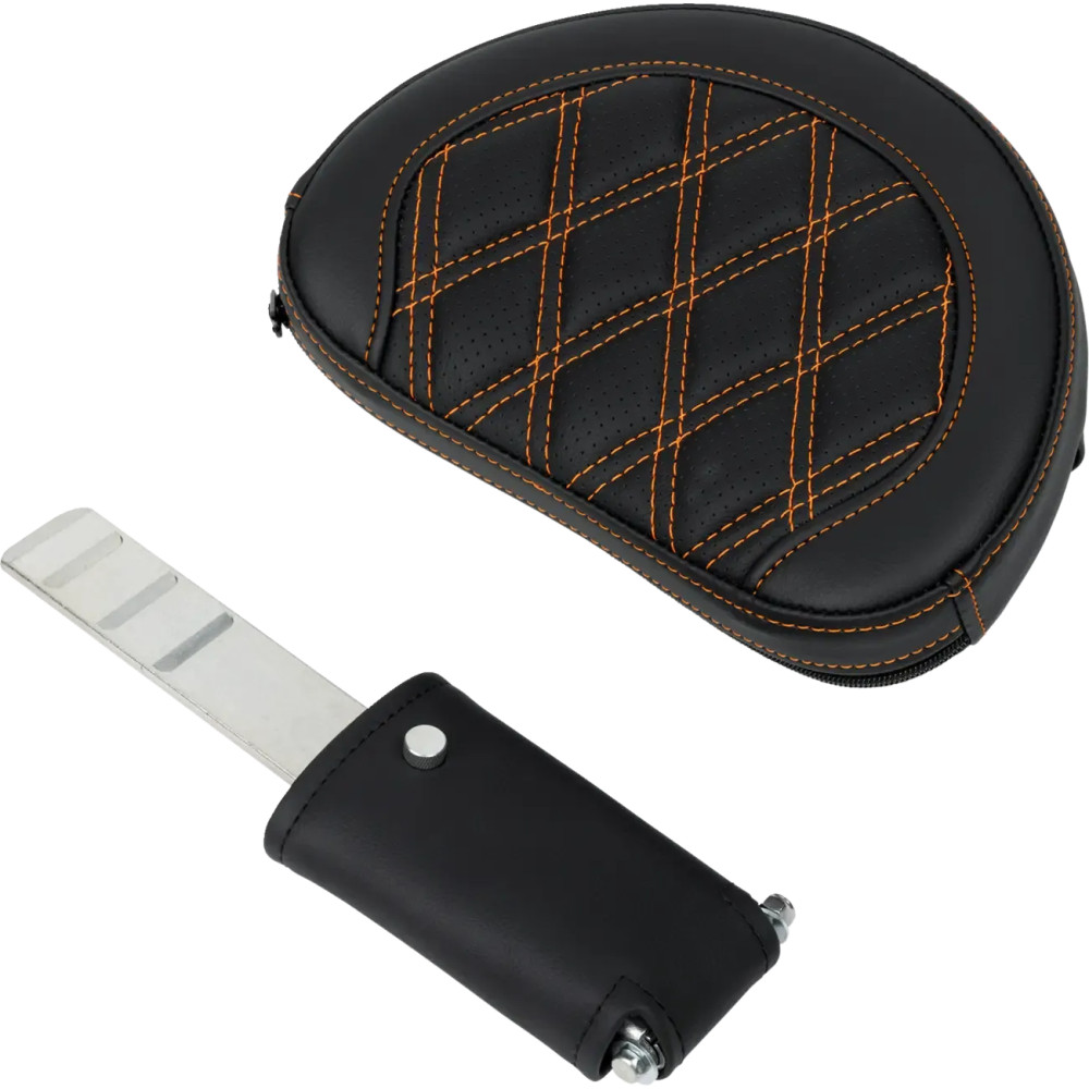 Roadsofa™ Lattice Stitch Seat — 38 cm × 39.5 cm, Black with Orange stitching