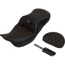 Roadsofa™ Lattice Stitch Seat — 38 cm × 39.5 cm, Black with Orange stitching