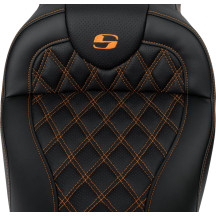 Roadsofa™ Lattice Stitch Seat — 38 cm × 39.5 cm, Black with Orange stitching