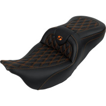 Roadsofa™ Lattice Stitch Seat — 38 cm × 39.5 cm, Black with Orange stitching
