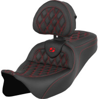 Roadsofa™ Lattice Stitch Seat — 38 cm driver length, 39.5 cm width, Black, red stitching