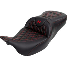 Roadsofa™ Lattice Stitch Seat — 38 cm driver length, 39.5 cm width, Black, red stitching