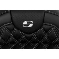 Roadsofa™ Lattice Stitch Seat — 2-Up, overall 31 in, driver 15 in×15.5 in, Black/Silver
