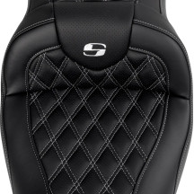 Roadsofa™ Lattice Stitch Seat — 2-Up, overall 31 in, driver 15 in×15.5 in, Black/Silver