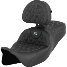 Roadsofa™ Lattice Stitch Seat — 2-Up, overall 31 in, driver 15 in×15.5 in, Black/Silver