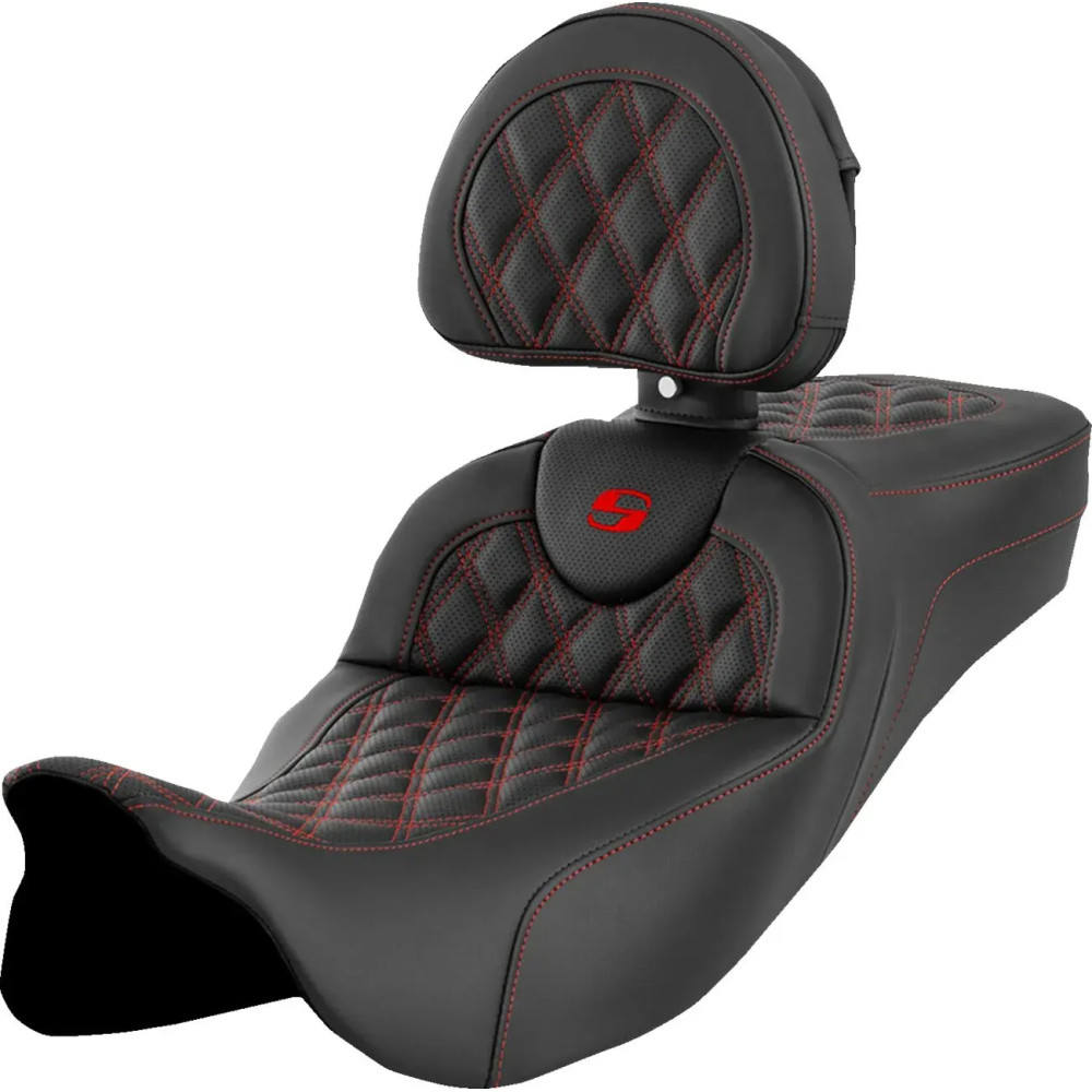 Roadsofa™ Extended Reach Seat — 16-1/2" driver, 31" overall, Black, Red