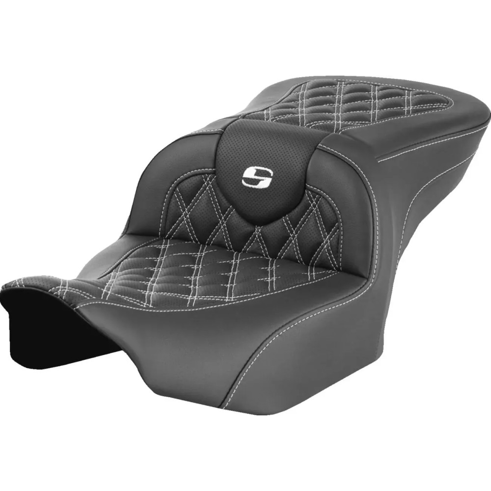 Roadsofa™ Lattice Stitch Seat — Black, Overall 30.5 in, Driver 16 in × 14 in