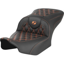 Roadsofa™ Lattice Stitch Seat — Black, orange stitching, overall length 77.5 cm (30-1/2")