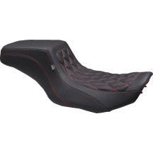 Asiento Double Diamond Squareback — Negro, costura roja, 2 plazas