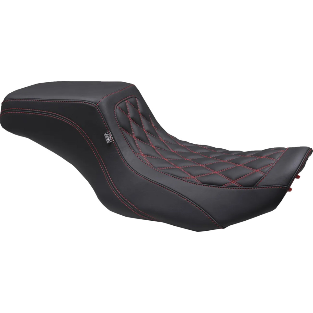 Asiento Double Diamond Squareback — Negro, costura roja, 2 plazas