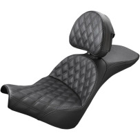 Explorer Lattice Stitch Seat — 77.5 cm overall length, 2-Up seat, Black, Fits tank: Standard
