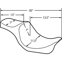 Predator III Seat — 13-1/2" L × 11-1/2" W driver, 30" overall, Black, Fits Drag & most Harley-Davidson sissy bars