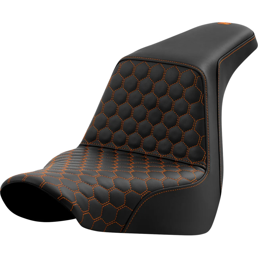 Honeycomb Step-Up Seat — 73 cm (28-3/4") overall, driver 36 cm × 30.5 cm, Black/Orange