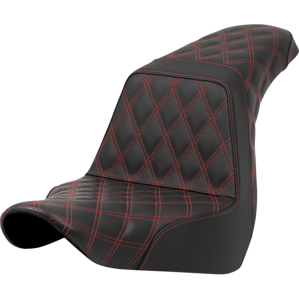Lattice Stitch Step-Up Seat — 73 cm overall, 30.5 cm driver width, black with red stitching