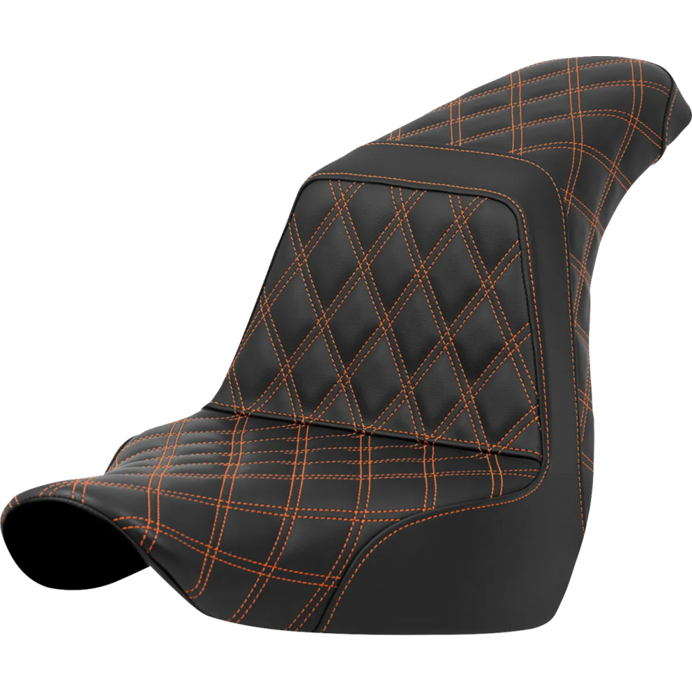 Lattice Stitch Step-Up Seat — 73 cm overall length, 2-Up, Black/Orange