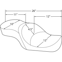 Low-Profile Touring Seat — Overall length 68.5 cm (27"), Driver width 32 cm (12-1/2"), Black